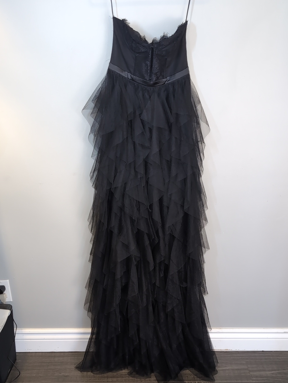 NEW Fashion Nova Anastasia Tulle Maxi Dress Strapless Black Lace Corset Gothic M - Picture 2 of 16